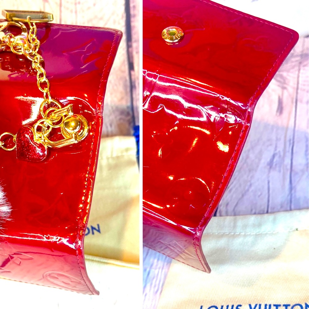 Louis Vuitton red vernis 4 key ring holder keychain bag charm custom - Picture 10 of 11